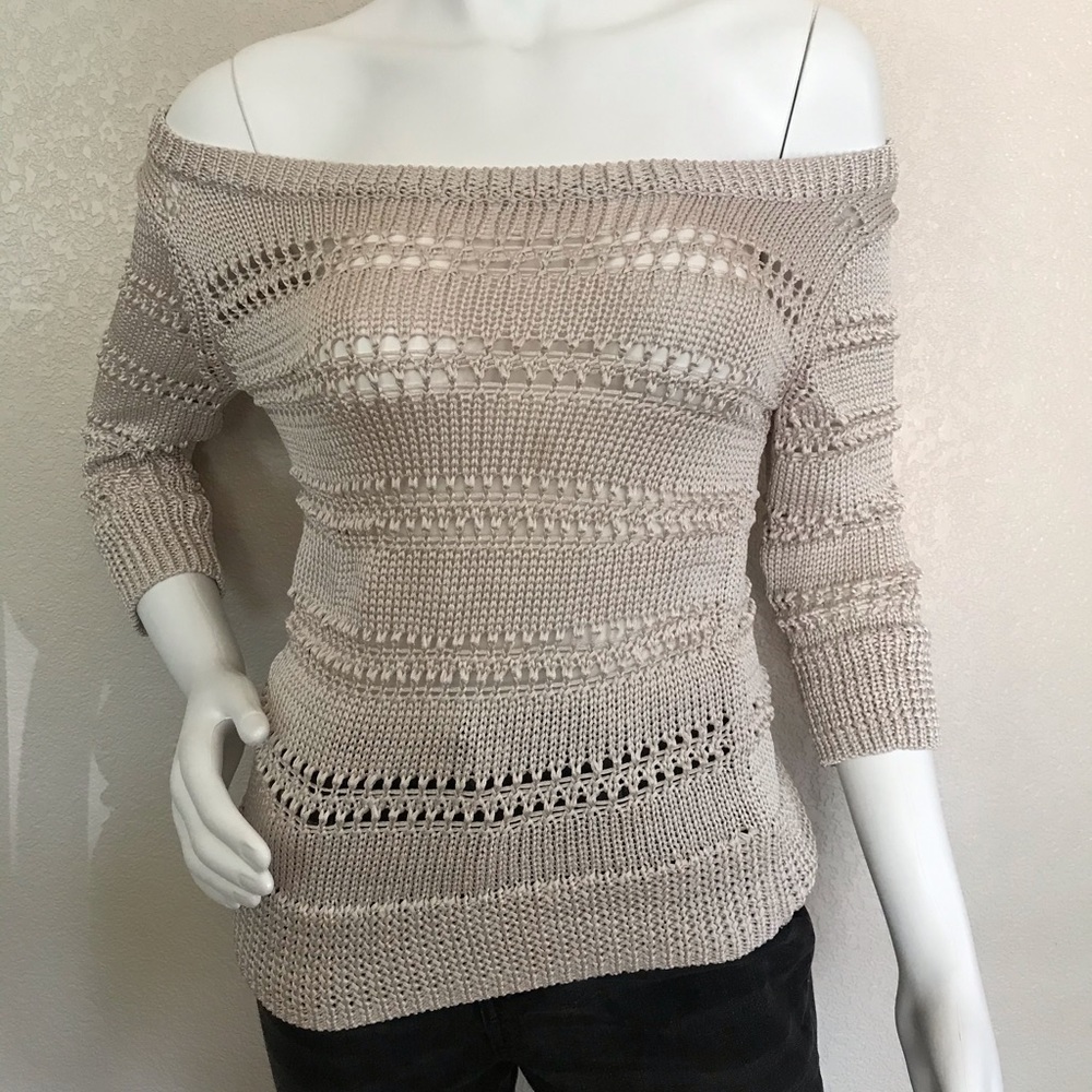White and Black Sweater Tan